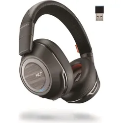 POLY Voyager 8200 UC Kopfhörer - Bluetooth & Kabel, Noise Cancelling, Schwarz - Kopfhörer mit aktivem Noise Cancelling für störungsfreies Arbeiten. Modernes Design ohne Mikrofonarm und bis zu 24 Stunden Wiedergabezeit für Musik und Telefonate.