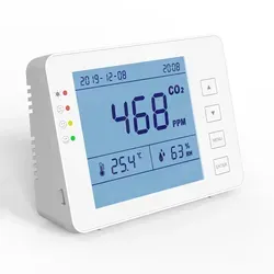 CO2 Messgerät CO-20-Pro: Präziser CO2 Monitor mit Alarmfunktion - Gasmelder zur Überwachung der CO2-Konzentration mit Temperatur- und Luftfeuchtigkeitsanzeige. Alarm ab 1000 ppm, ideal für sichere Raumluftqualität in Wohn- und Arbeitsbereichen.