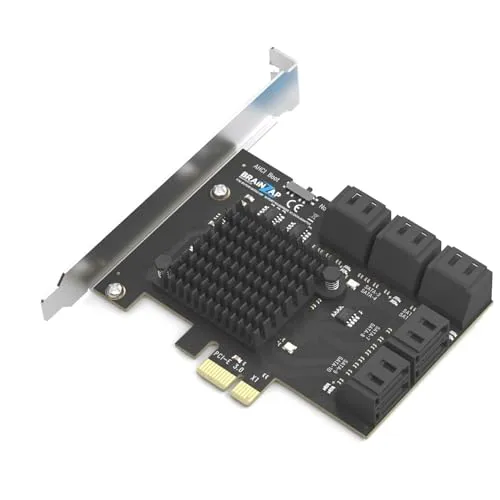 BRAINZAP 10 Port PCIe x1 zu SATA III/SATA 3 6 GBIT/s Erweiterungskarte Karte PCI-Express PCI-E ASMedia ASM1061 JMicron JMB575