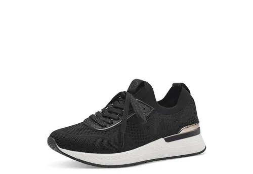 Tamaris Damen Klassische Ballerinas - Damen-Ballerinas mit TOUCHit-Fußbett für optimalen Komfort, klassisch elegant in Black/Gold, ideal für jeden Anlass.