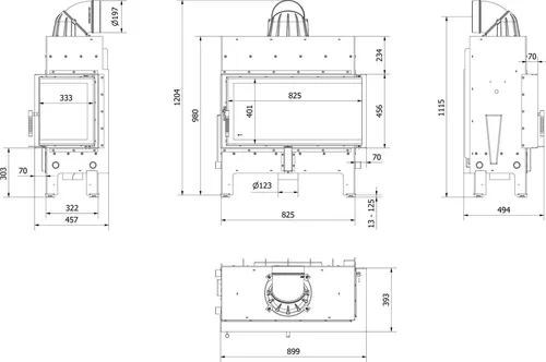 KRATKI Luftkamin Floki L recht mit Verschluss