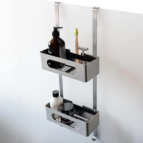 Dolvhin Duschablage zum Hängen | Patentiertes Duschregal ohne Bohren - Duschkörbe & Duschablagen, modernes Design aus Edelstahl mit einfacher Montage ohne Bohren und exklusivem Wasserablaufsystem für eine lange Lebensdauer.