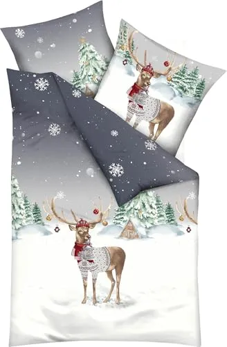 Kaeppel Biber Bettwäsche 155x220 Weihnachtshirsch von Kaeppel