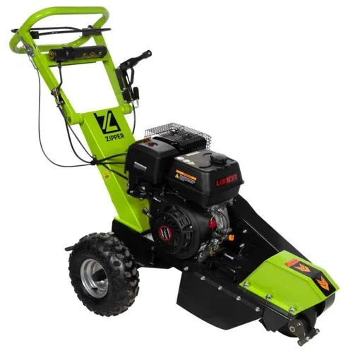 ZIPPER Baumstumpffräse grün - Vertikutierer mit leistungsstarkem 9 kW Benzinmotor, perfekt zum effizienten Entfernen von Baumstümpfen im Garten. Robuste Bauweise und einfache Handhabung garantieren schnelle Ergebnisse.