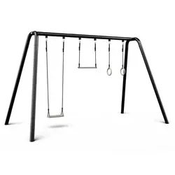 Berg Klettergerüst PlayBase L Schaukelgestell Schwarz & Grün - Klettergerüst für die ganze Familie, multifunktional und platzsparend. TÜV-geprüft, robustes Design ohne Beton, ideal zum Spielen, Trainieren und Entspannen.