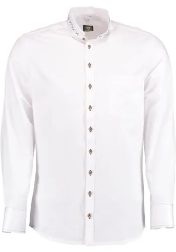 OS Trachten Herren Hemd Langarm Storax - Trachtenhemd für Herren in Slim Fit mit elegantem Stehkragen und hochwertiger Stickerei, ideal für festliche Anlässe.