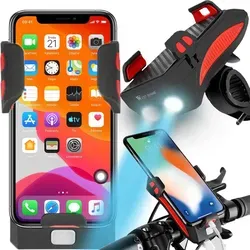 Fahrrad Handyhalterung mit LED Lampe Universal Bike Halterung Smartphone Lenker Halter für Handy Smartphone 360° Drehbar Schwarz Motorrad Scooter...