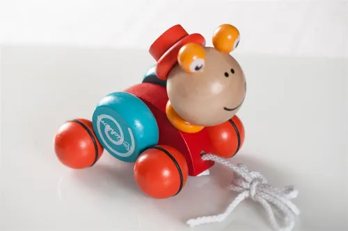 Eichhorn Nachziehtier Schnecke - Holzspielzeug 14cm - Holzspielzeug ab 1 Jahr, fördert die motorischen Fähigkeiten und sorgt für Spaß beim Spielen.