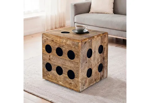 FINEBUY Sitzwürfel FB111299 - Vielseitiger Holzwürfel aus Mango Massivholz - Sitzwürfel aus handgefertigtem Mango Massivholz, vielseitig als Hocker, Beistelltisch oder Dekowürfel einsetzbar. Ein echtes Unikat für dein Zuhause!