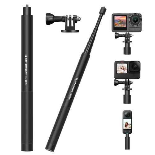 K&F Concept MS07 153CM Selfie Stick,Unsichtbarer Selfiestick,Einbein Stativ mit GoPro-Adapter,Extendable Handheld Pole Stick Monopod Kompatible mit GoPro DJI Osmo Pocket 3,Insta 360 X5/Ace/Ace Pro/X4