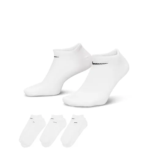 Nike Unisex Everyday Lightweight No-show Trainingssocken (3 Paar), Weiß / Schwarz, M EU
