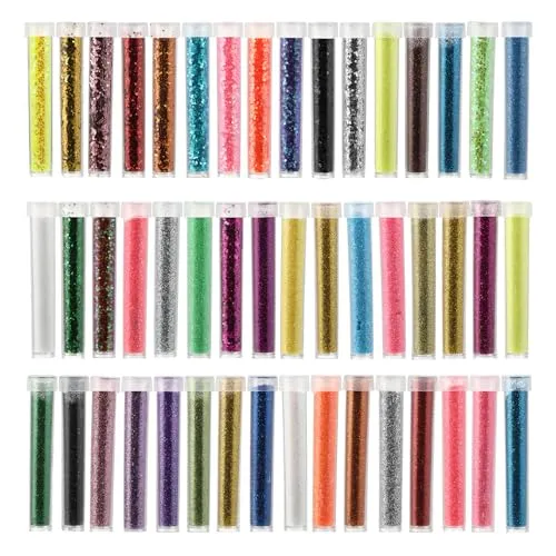 glitzer basteln in 48 Farben, Bastelglitzer und Glitzerpulver zum Basteln, Glitter für Körper- und Nagelkunst, Glitzerstaub für Party-Dekoration und kreative DIY-Projekte