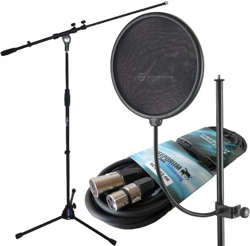König & Meyer Mikrofonständer K&M 23966 Popschutz mit Mikrofonständer u XLR-Kabel, (mit XLR-Kabel, mit Mikrofonständer)