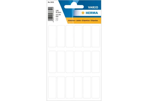 HERMA Etiketten HERMA 3650 Vielzweck-Etiketten, 12 x 34 mm, weiß (126 Etiketten / 7 Bl