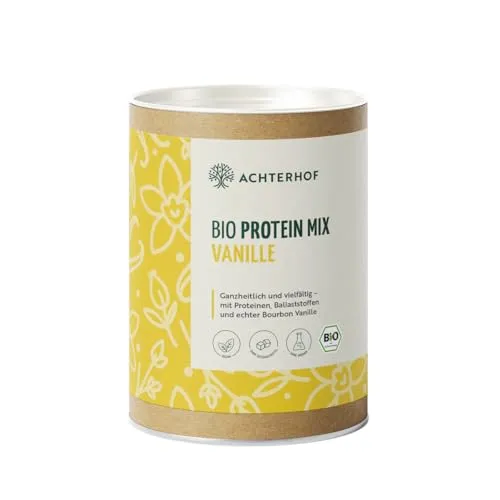 Produktbild Bio Protein Mix Vanille 330g | Erbsen- und Reisprotein mit echter Bourbon Vanille und Ballaststoffen | 100% natürliche Bio-Proteinmischung | Achterhof