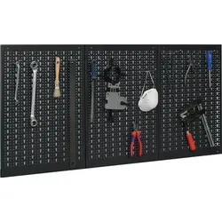 Lochwand Gesamt-B1200xH600mm mit 12 Standardhaken - Werkstatteinrichtung aus stabilem Stahlblech mit kratzfester Pulverbeschichtung, ideal zur optimalen Werkzeugorganisation und Platzersparnis in Ihrer Werkstatt.