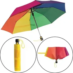 Ultraleichter Automatik-Taschenregenschirm im Regenbogen-Design
