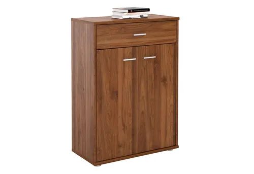 CARO-Möbel Highboard TOMMY - Hochwertiges Highboard in Nussbaum, mit 2 Türen und 1 Schublade, ideal für stilvolle Aufbewahrung in jedem Raum.