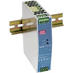 MW NDR-75-48 Schaltnetzteil - Hochwertiges Schaltnetzteil für Hutschiene, 76,8 W Leistung, 48 V und 1,6 A Ausgangsstrom. Ideal für industrielle Anwendungen mit Überlastschutz und hoher Effizienz von 89%.