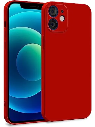 MyGadget Hülle kompatibel mit iPhone 12 Mini - Zweilagige Handyhülle mit Kameraschutz - Cover mit Innenfutter & Silikon außen - Rot