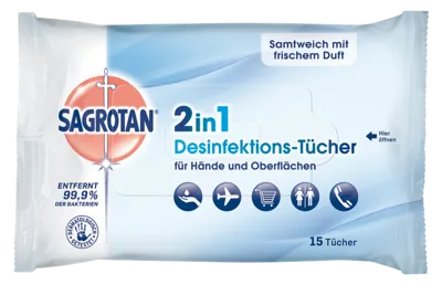 SAGROTAN 2in1 Desinfektions-Tücher 15 St