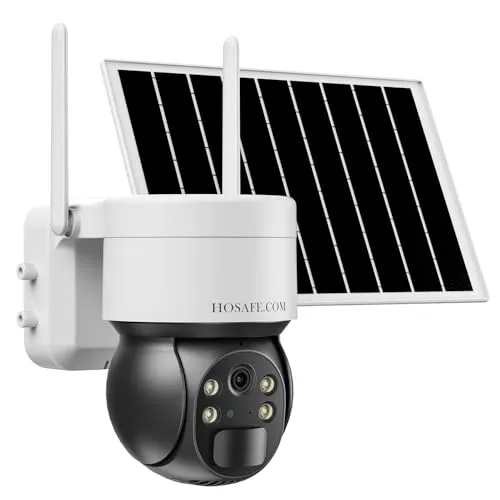 Überwachungskamera Aussen Solar Akku WLAN Kabellos, 360 Grad Kamera Überwachung Außen mit Solarpanel, Bunte 2K-HD-Nachtsicht, 2-Wege-Audio, Wasserdicht, PIR-Bewegungserkennung, Cloud-Speicher