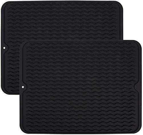 Nicunom 2 Stück 40 x 30 cm Abtropfmatte Geschirr Silikon Abtropfablage Abtropfhalter Trockenmatte Mehrzweck Geschirrabtropfmatte Spülbeckenmatte Untersetzer Geschirr Hitzebeständig Rutschfest