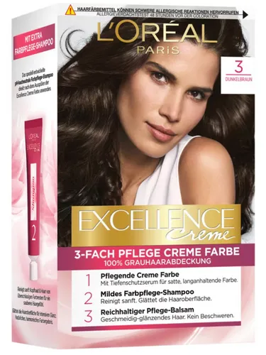 Produktbild Loreal Excellence Creme 3 Dunkelbraun Haarfarbe