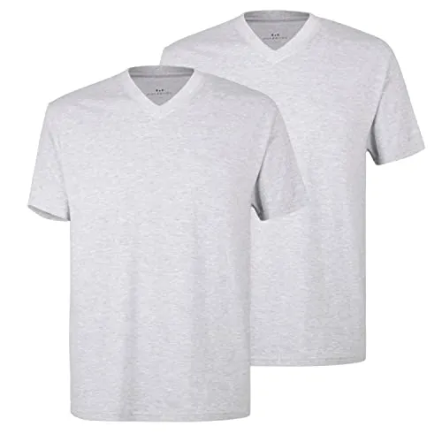 Götzburg Herren T-Shirts V-Ausschnitt | 2 Stück | 741275 (DE/NL/SE/PL, Alphanumerisch, 3XL, Regular, Regular, Grau Melange (Grau 821))