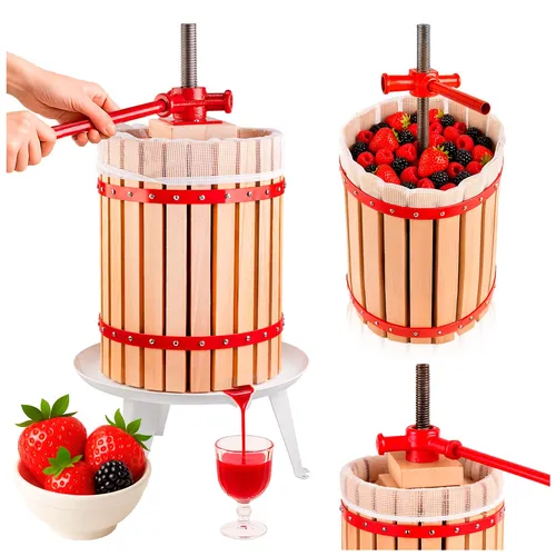 SuperButelki.pl – Obstpresse, 18 l, Schneckenpresse, Stahl, für Säfte, Weine, Liköre und Apfelwein, für den Haus- und Gartengebrauch, mit Behälter