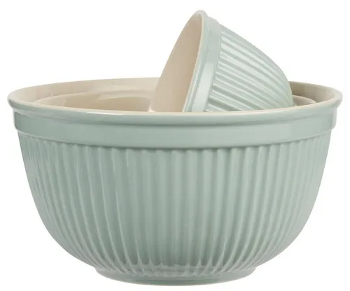 Ib Laursen Mynte Schüssel Schalensatz 3er Set - Schalen & Schüsseln aus grünem Steingut, ideal für stilvolle Tischdekoration und vielseitige Verwendung, Höhe 14 cm, Durchmesser 26 cm.