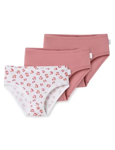 Schiesser Mädchen 3 Pack Slips Feinripp - Unterhosen für Mädchen aus 100% Organic Bio Baumwolle, weich und elastisch, mit süßen Herzmotiven für höchsten Tragekomfort.