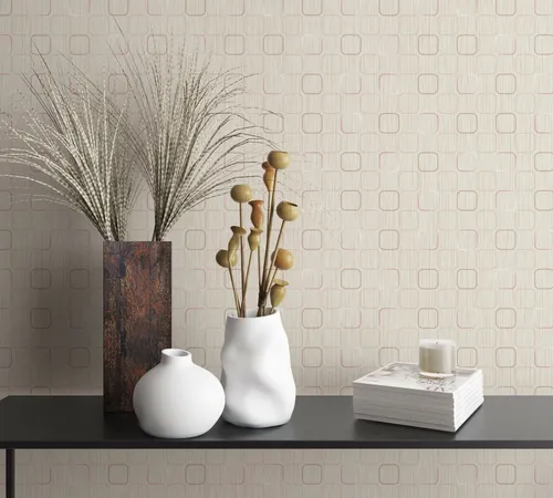 Tapete Beige Grafisch für Schlaf und Wohnzimmer 10,05x0,53m MADE IN GERMANY