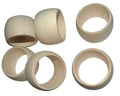 Serviettenringe Holz 6er-Set | Serviettenhalter aus naturbelassenem Buchenholz – nachhaltig und zeitlos | Serviettenschnallen für Hochzeit, Feste und Alltag | Napkin Rings | Naturholz