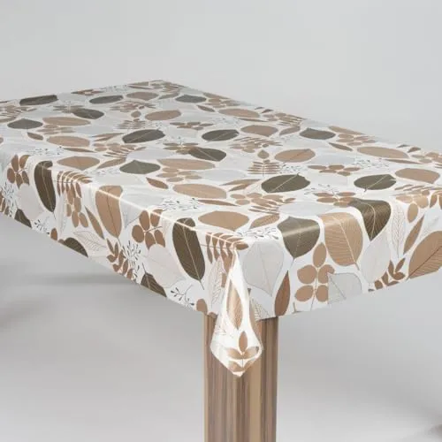 laro Wachstuch-Tischdecke Wachstischdecke Gartentischdecke Blätter Herbst Braun, Muster:Blätter Herbst Braun, Größe:140x200