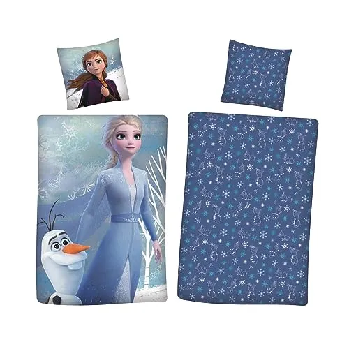 Disney Eiskönigin ELSA Biber Flanell Wende Bettwäsche Set 80x80 cm 135x200 cm