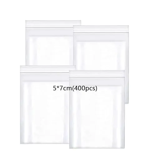 huruirui 400Stück 5x7cm Druckverschlussbeutel,zip beutel Wiederverschließbare Durchsichtige Plastikbeutel Klein Verschlussbeutel Zipper Beutel Set Kleine Wasserdichter 100μm