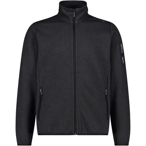 CMP MAN Jacket nero-graffite (85UR) 54 - Outdoor Freizeitjacke für Herren, innovatives Knit-Tech-Fleece sorgt für Leichtigkeit und Atmungsaktivität, ideal für aktive Tage bei kühlem Wetter.