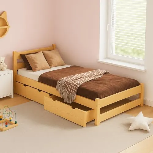 Produktbild MEBLE WRÓBEL Kinderbett 90x180 cm mit 2 Schubladen