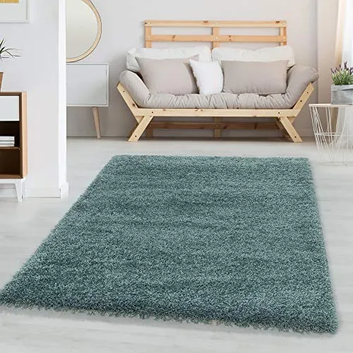 Carpettex Hochflor Teppich Wohnzimmer 200x300 (200x290 cm) Aqua Blau - Flauschiger Teppich Extra Weich und Pflegeleicht - Shaggy Teppich Modern Einfarbig Design für Schlafzimmer, Esszimmer und Küche