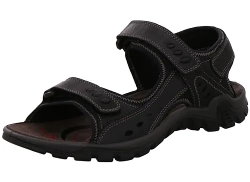 Rohde Herren Sandale Trekking Leder Klettverschluss Barolo 5930, Größe:45 EU, Farbe:Schwarz