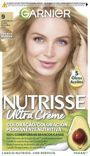 Garnier Nutrisse Creme Coloración Permanente Con Mascarilla Nutritiva De Cuatro Aceites - Rubio Muy Claro 9.0
