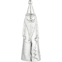 Dekofigur Santa groß 27cm Silber Aluminium Weihnachtsmann Handarbeit