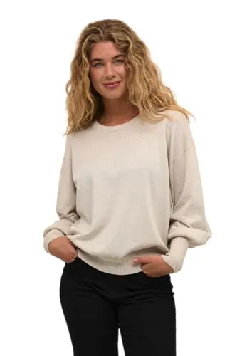 KAFFE Strickpullover KAregina Damen Strickpullover Glitzer Langarm Winter Pullover Casual Elegant Sand Dollar XL