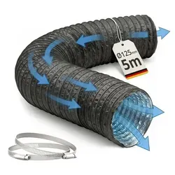 Relaxdays Schwarzer Abluftschlauch 5 Meter Schwarz