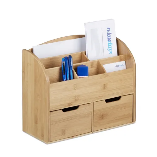 Schreibtisch-organizer 6 Fächer Naturholz Tisch-Organizer Büro-Organizer