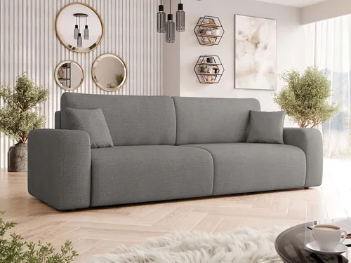 Mirjan24 Schlafsofa Grau - 3-Sitzer mit Schlaffunktion - Stylisches Schlafsofa für Wohnzimmer mit ausziehbarer Schlaffunktion und zwei praktischen Bettkästen, ideal für Gästeübernachtungen.