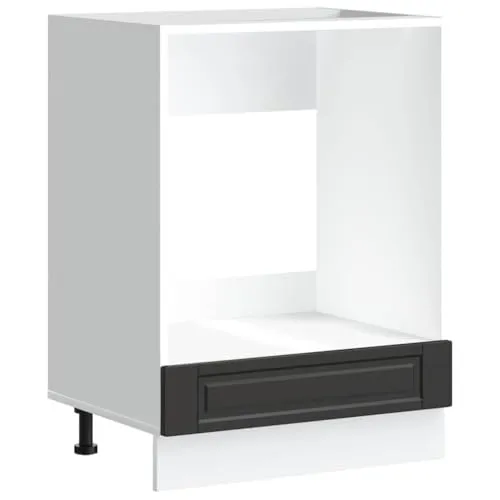 vidaXL Herdumbauschrank Porto Schwarz - Küchenunterschrank aus robustem Holzwerkstoff mit viel Stauraum für Ofen und Mikrowelle, platzsparendes Design und höhenverstellbare Füße für optimale Anpassung.