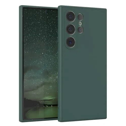EAZY CASE - Silikonhülle für Galaxy S24 Ultra Hülle Silikon Case Grün weich stoßfeste Handyhülle Schutzhülle mit Kameraschutz Dünn Premium Schutz Cover TPU Phone Bumper in Piniengrün Matt