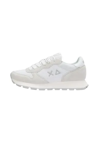 SUN 68 Damen Sneaker Ally Glitter - Weiß/Grau, Größe 41 - Stylische Damen Sneaker mit schimmerndem Glitter-Effekt. Leicht und atmungsaktiv, ideal für den sportlichen Streetwear-Look. Bequem mit herausnehmbarer Innensohle.
